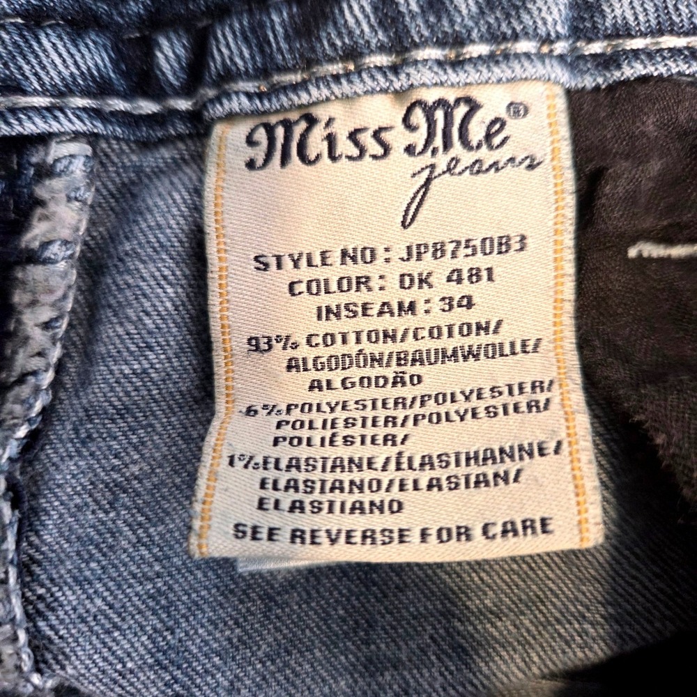 Miss Me Bootcut Jeans Distressed Embellished Y2K Western Glam Size 29 - Picture 10 of 11